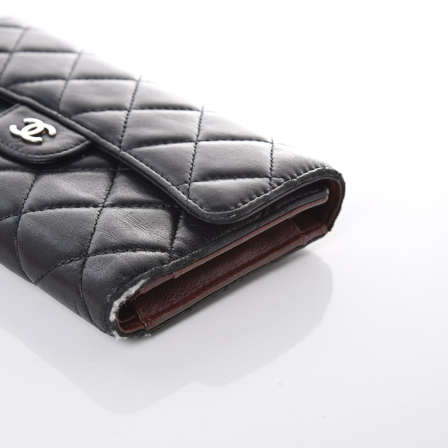 Lambskin Quilted Large Flap Wallet Black