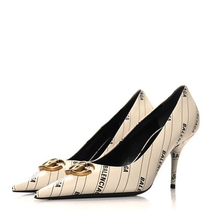 Gucci X BALENCIAGA Nappa Charlotte Allover Logo GG Pumps 39 Mystic White Black 4 of 10