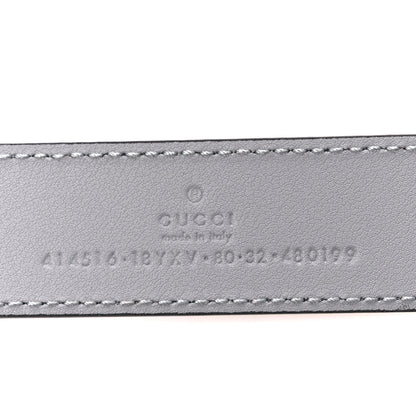 Gucci Azalea Calfskin Enamel Monochrome Double G 30mm Belt 80 32 Deep Grey 4 of 4