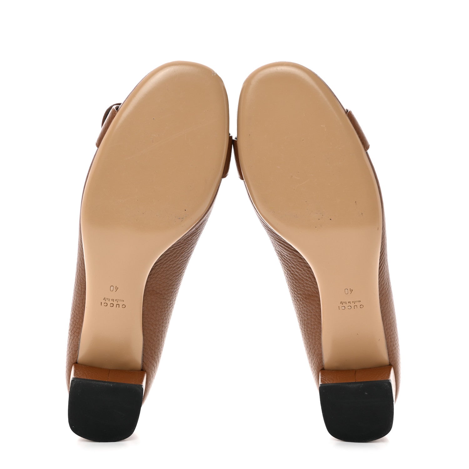 Gucci Calfskin GG Buckle Mid Heel Pumps 40 Brown 5 of 9