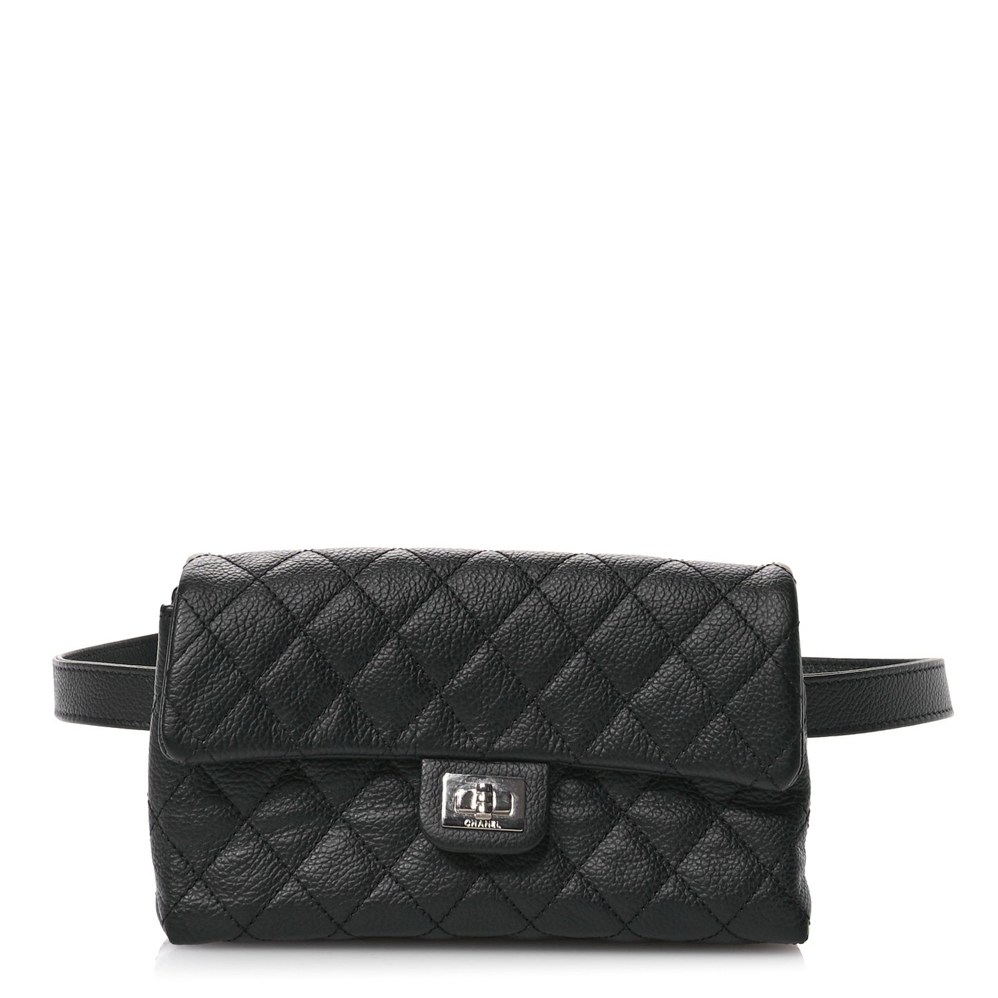 Grained Calfskin Quilted 2.55 Reissue Flap Belt Bag Clutch  Black