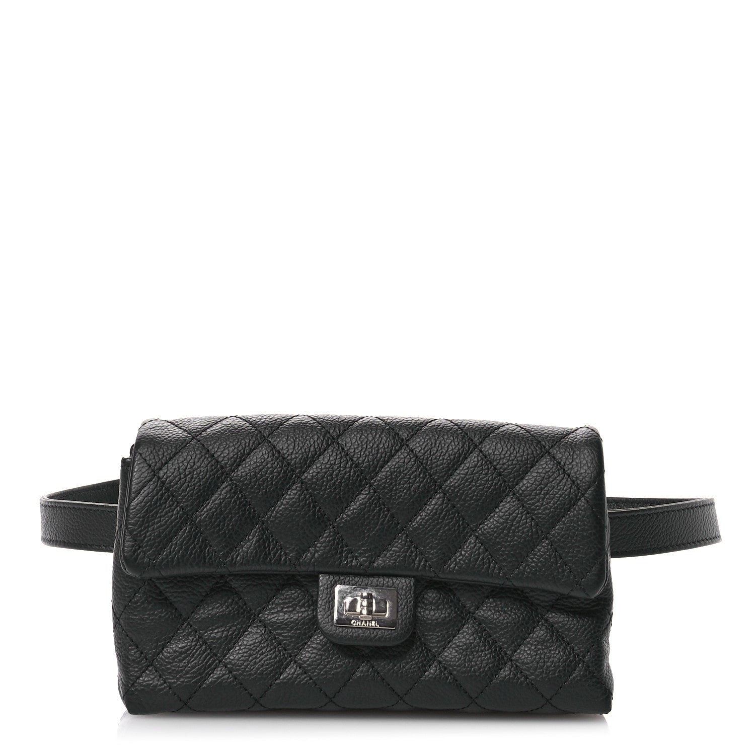 Chanel Grained Calfskin Quilted 2.55 Reissue Flap Belt Bag Clutch  Black 1 of 12