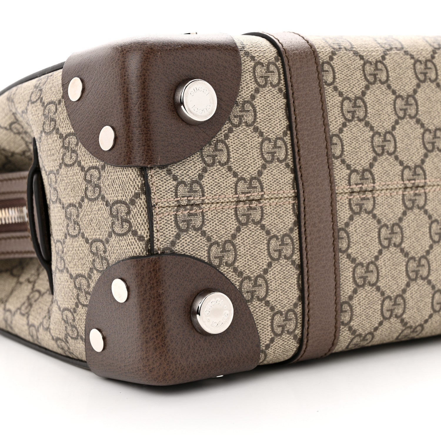 Gucci GG Supreme Monogram Textured Dollar Calfskin Medium Detail Tote Beige Ebony New Acero 9 of 10
