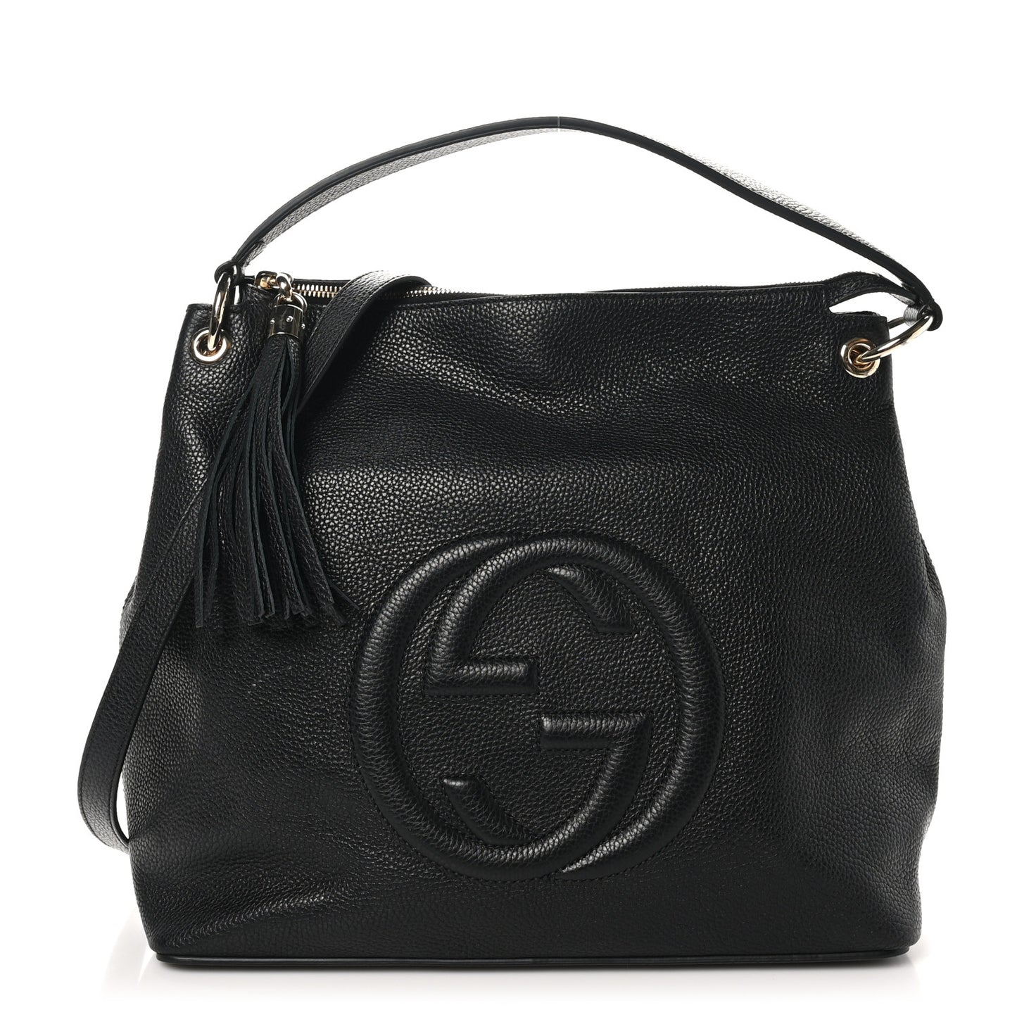 Pebbled Calfskin Large Soho Hobo Black
