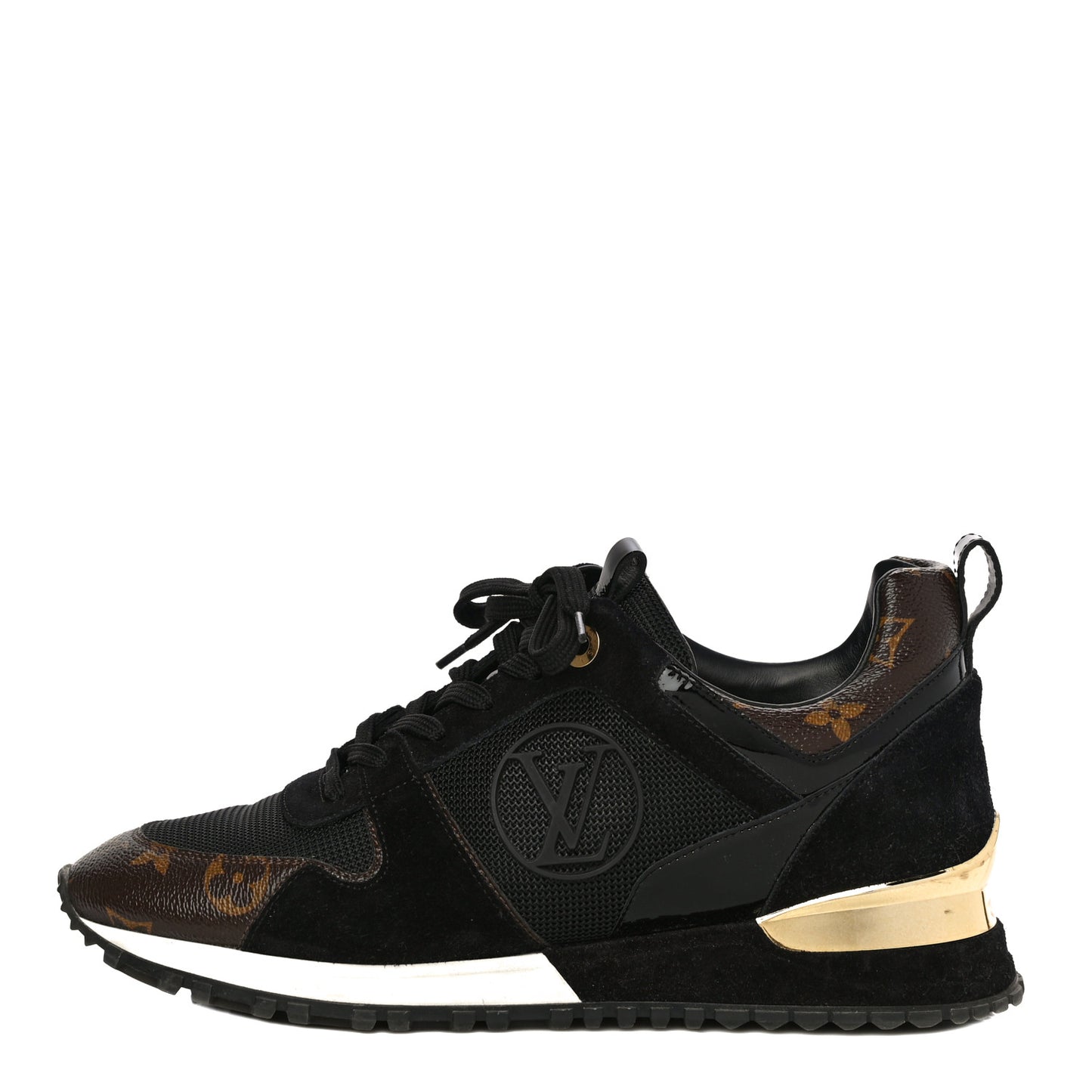 Suede Monogram Run Away Sneakers 37.5 Black