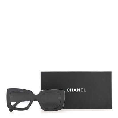 Chanel Acetate Rectangle Sunglasses 5435 Black 8 of 8