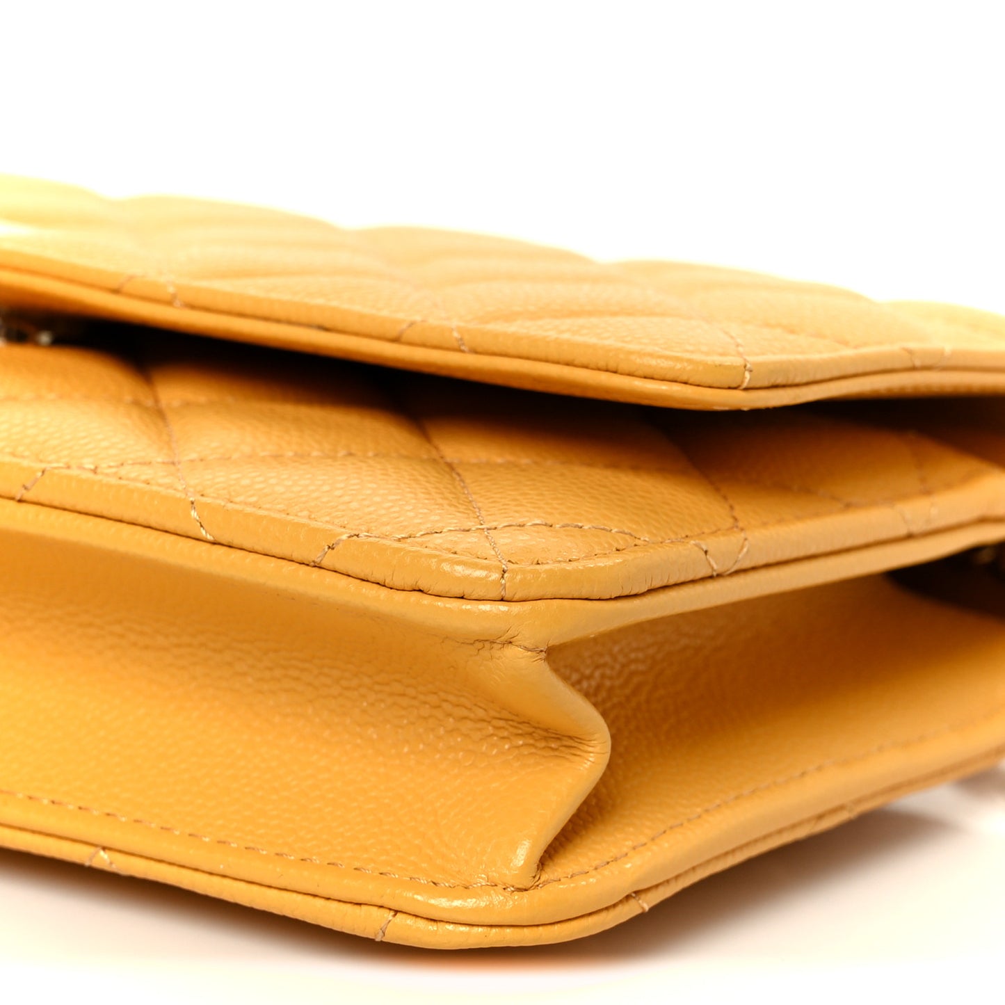 Caviar Quilted Wallet on Chain WOC Yellow