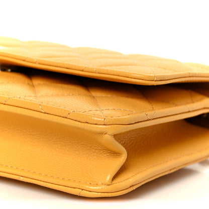 Chanel Caviar Quilted Wallet on Chain WOC Yellow 11 of 12