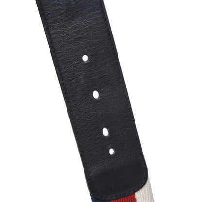 Gucci Nylon Calfskin Sylvie Web Double G 40mm Belt 95 38 Mystic White Hibiscus Red Maritime Black 5 of 5