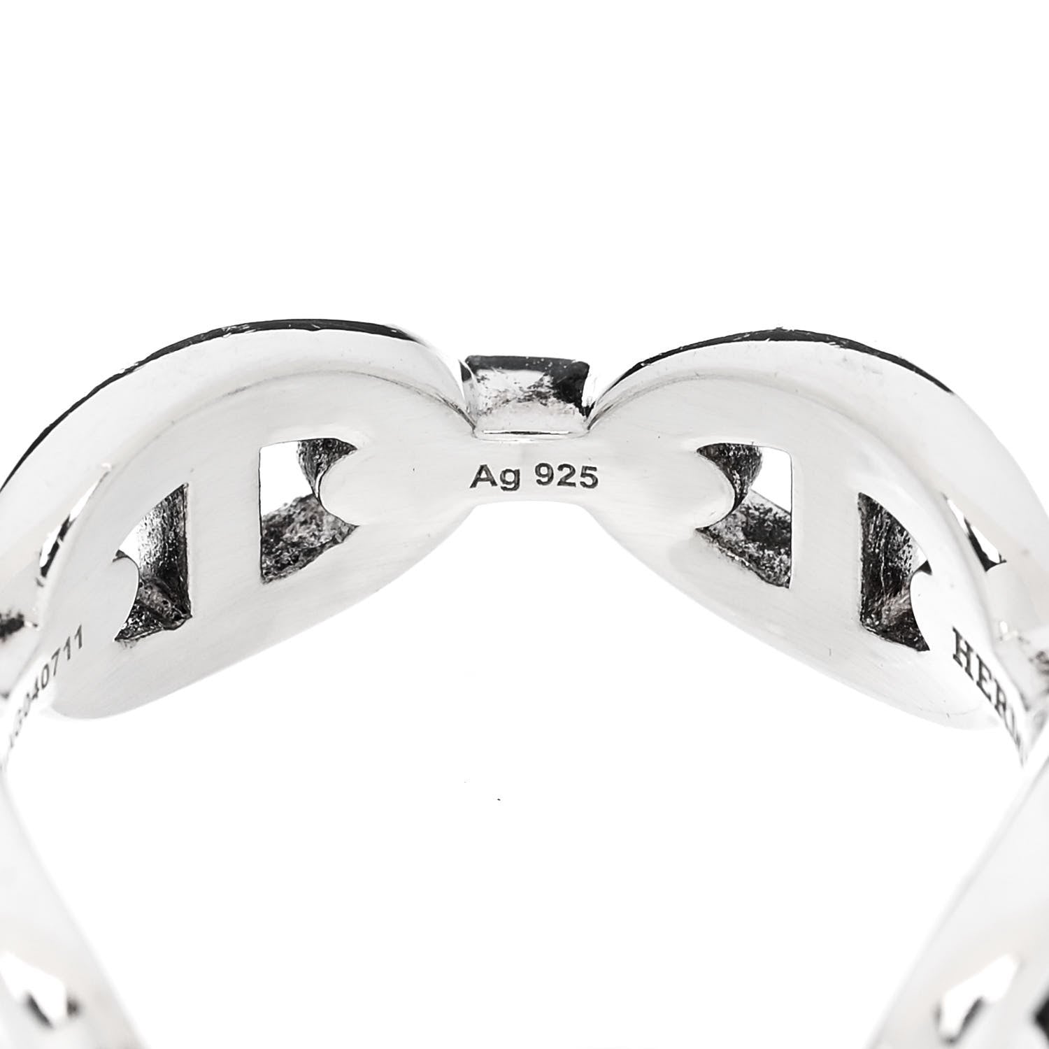 Hermes Sterling Silver PM Chaine d'Ancre Enchainee Band Ring 55 7.25 6 of 7