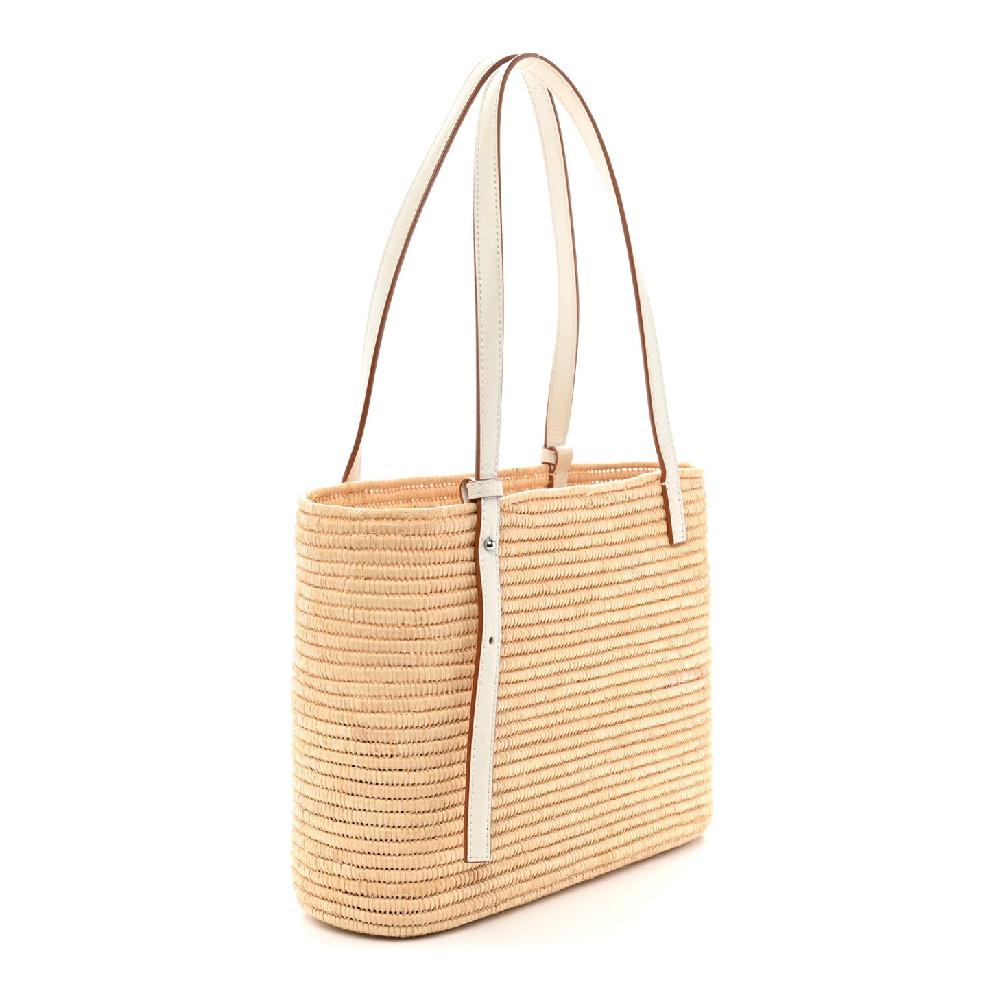 Raffia Square Small Basket Tote Bag Natural White