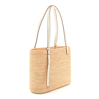Loewe Raffia Square Small Basket Tote Bag Natural White 3 of 10