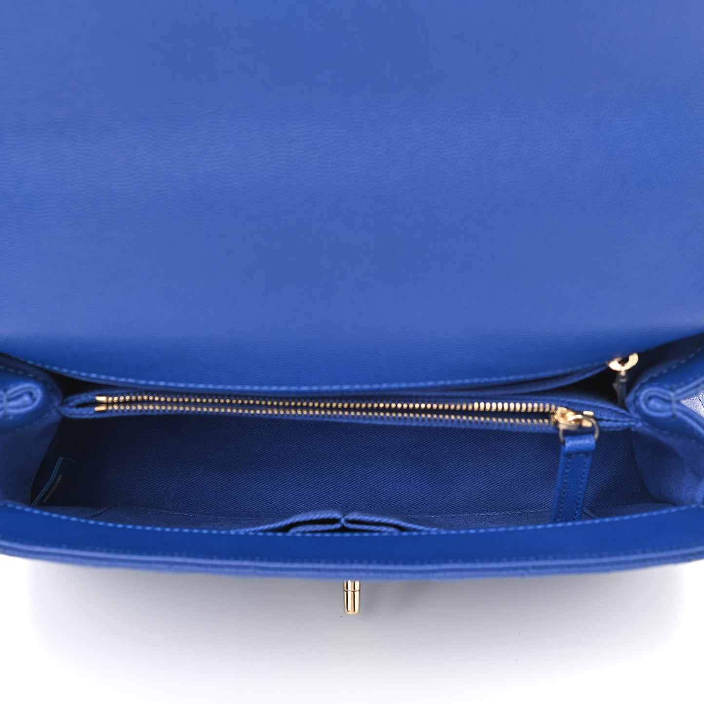 Caviar Chevron Quilted Small Coco Handle Flap Blue