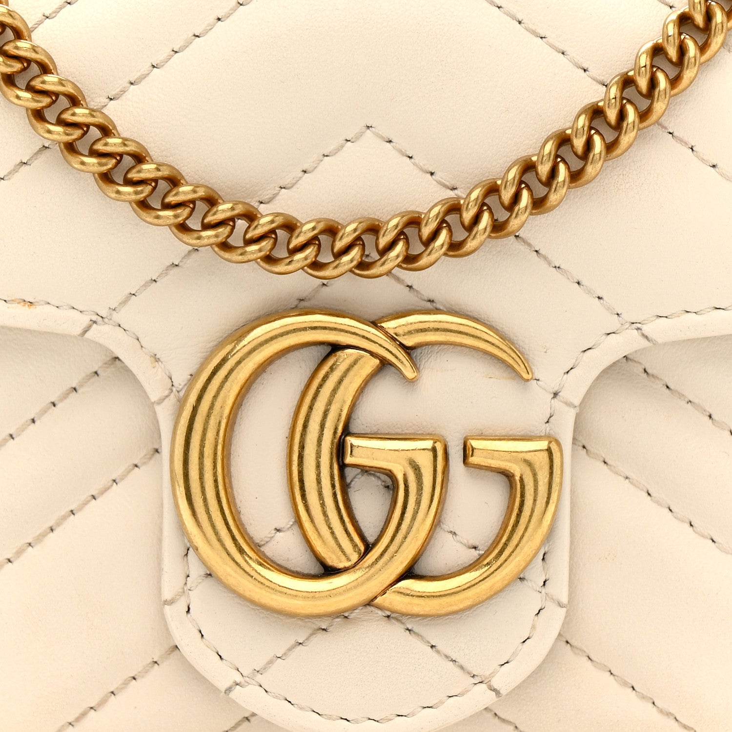 Gucci Calfskin Matelasse Super Mini GG Marmont Shoulder Bag White 8 of 13