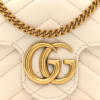 Gucci Calfskin Matelasse Super Mini GG Marmont Shoulder Bag White 8 of 13