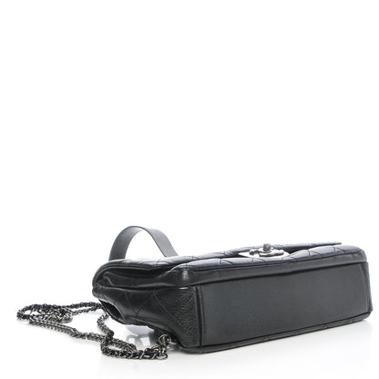 Chanel Shiny Goatskin Quilted Large Double Carry Waist Chain Flap Black 4 of 7