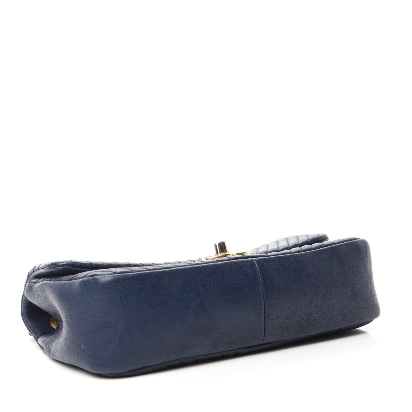 Calfskin Surpique Chevron Small Flap Navy