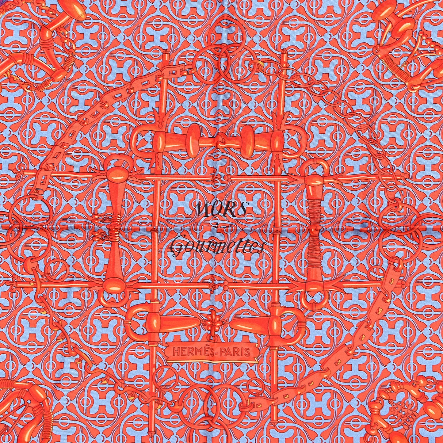 Silk Mors et Gourmettes Remix Scarf 90 Rose Indien Rouge Bleu