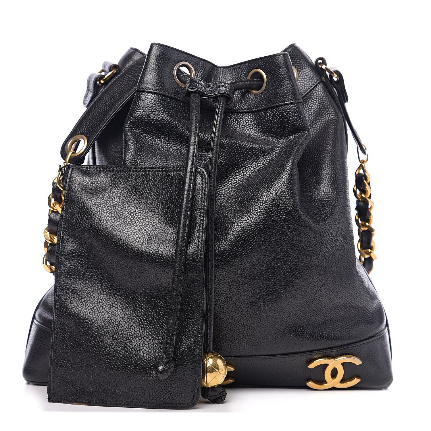 Chanel Caviar CC Drawstring Shoulder Bag Black 1 of 9