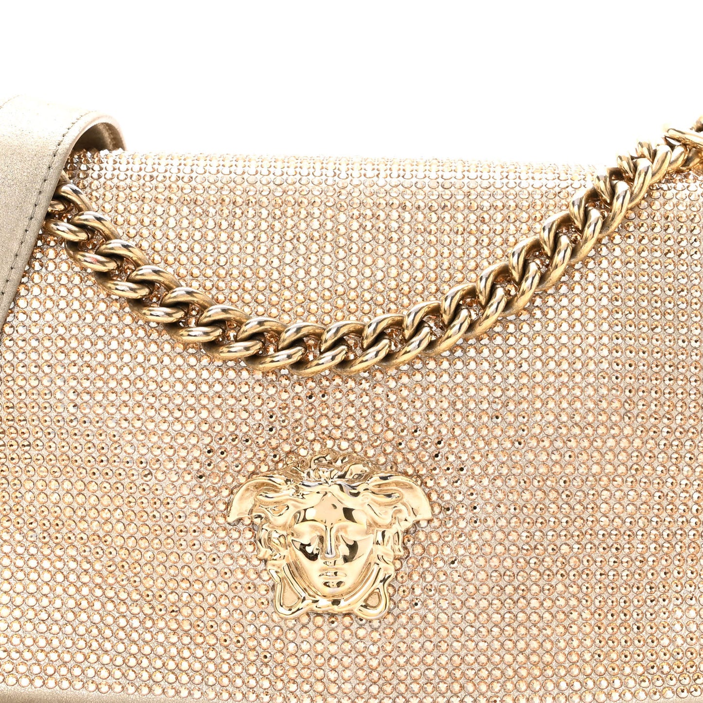 Suede Palazzo Crystal Chain Evening Bag Gold