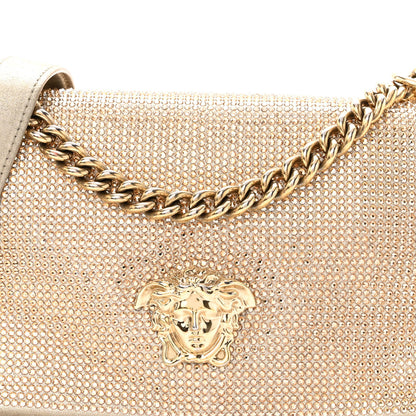 Versace Suede Palazzo Crystal Chain Evening Bag Gold 7 of 11