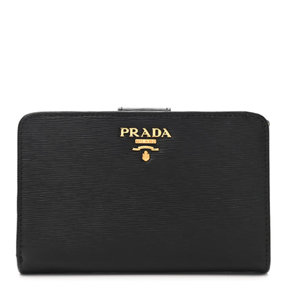 Prada Vitello Move Metal Compact Wallet Black 1 of 7