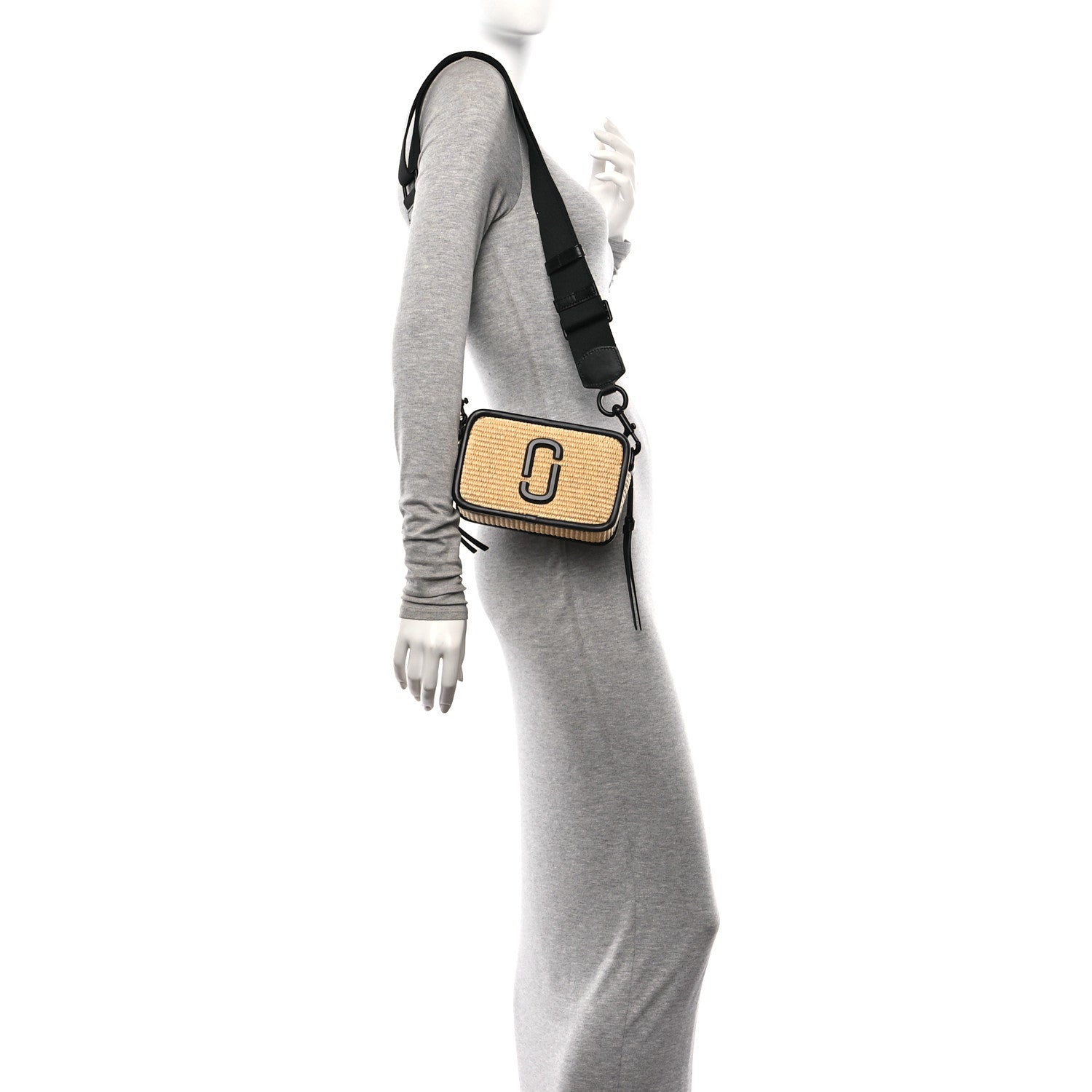 Marc Jacobs Calfskin Woven Straw Small Snapshot Camera Bag Beige 2 of 11