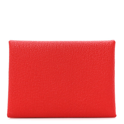 Hermes Chevre Mysore Verso Calvi Card Case  Rouge Radieux Rose Darling 1 of 7