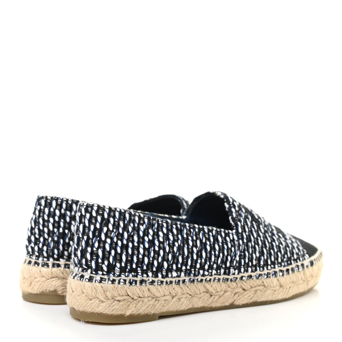 Tweed Grosgrain CC Espadrilles 36 Black Navy White