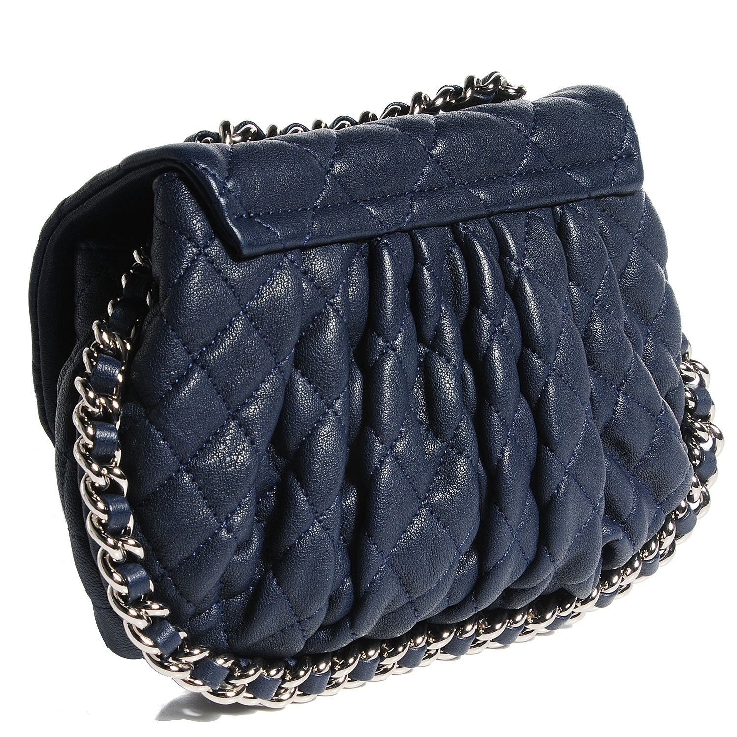 Chanel Washed Lambskin Mini Chain Around Messenger Dark Navy Blue 3 of 8