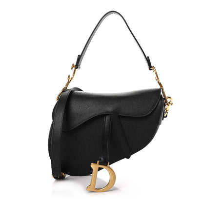 Christian Dior Grained Calfskin Saddle Bag With Strap Black 1 of 10