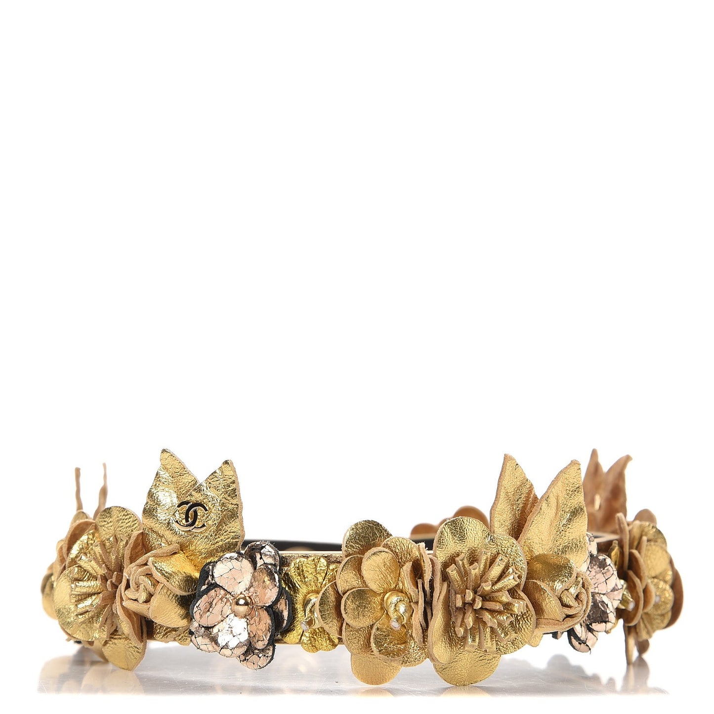 Metallic Lambskin CC Choker Necklace Gold