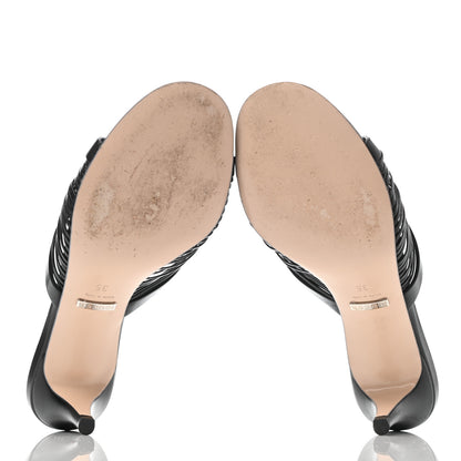 Gucci Nappa Crawford Knot Mid Heel Slide Sandals 35 Black 5 of 11