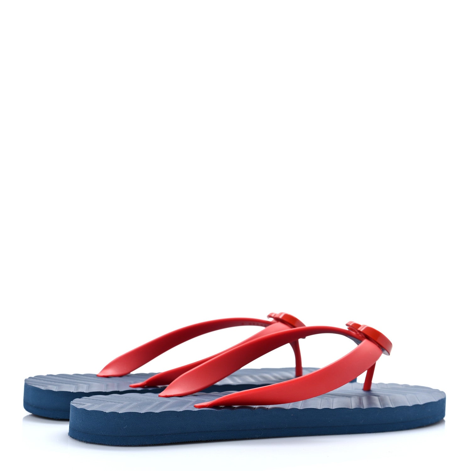 Gucci Rubber Chevron Mens GG Thong Flat Sandals 9 Orange Red 4 of 7