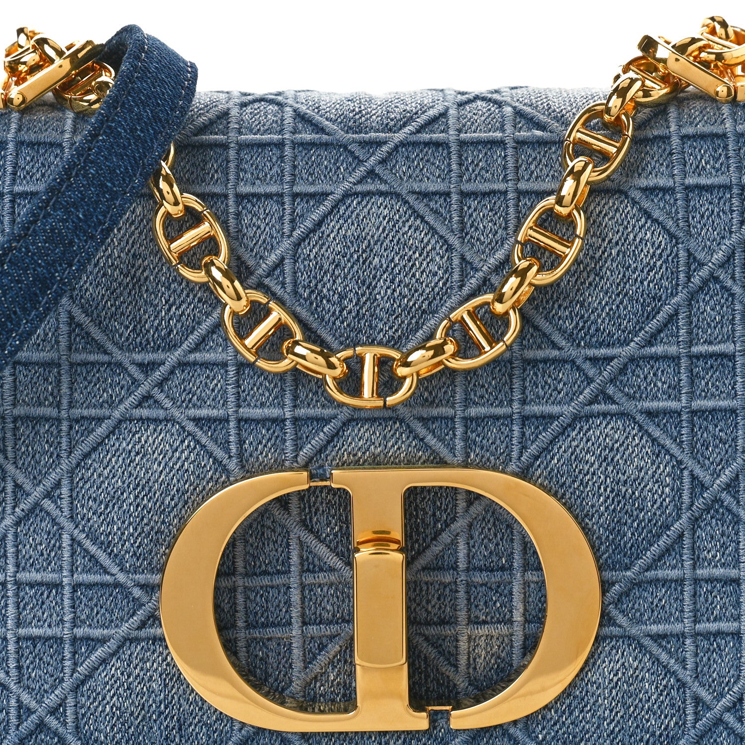 Christian Dior CHRISTIAN DIOR Denim Cannage Small Caro Bag Blue 7 of 9
