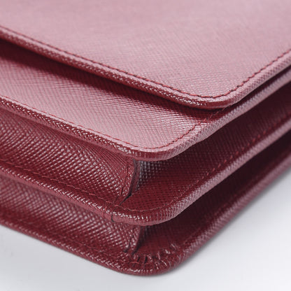 Prada Saffiano Metal Flap Wallet with Strap Cherry 8 of 9