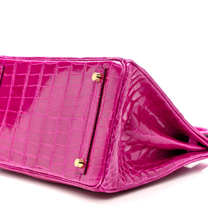 Hermes Shiny Niloticus Crocodile Birkin 30 Rose Scheherazade 10 of 11