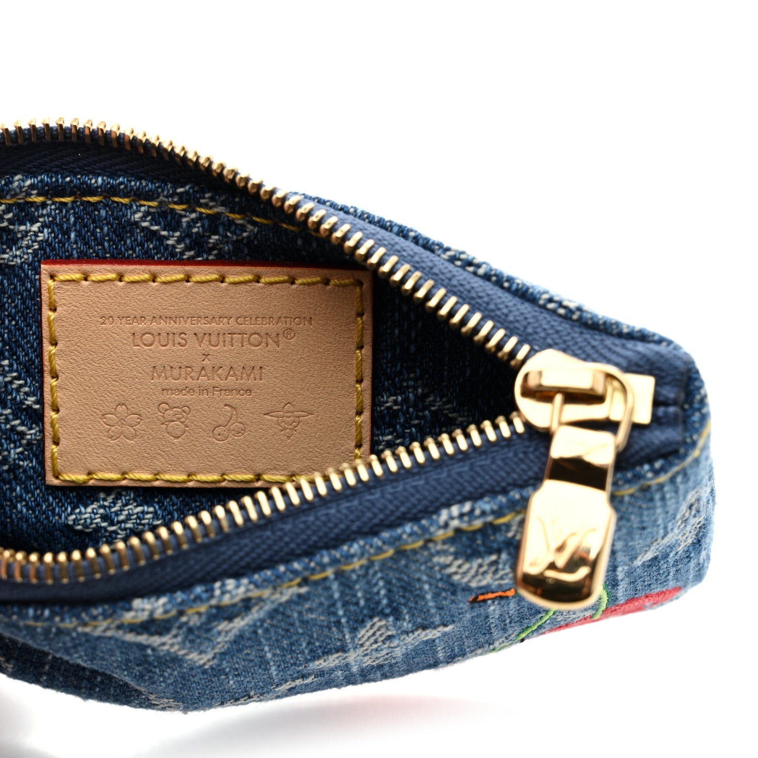 Louis Vuitton LV X TM Monogram Denim Cerises Key Pouch Blue