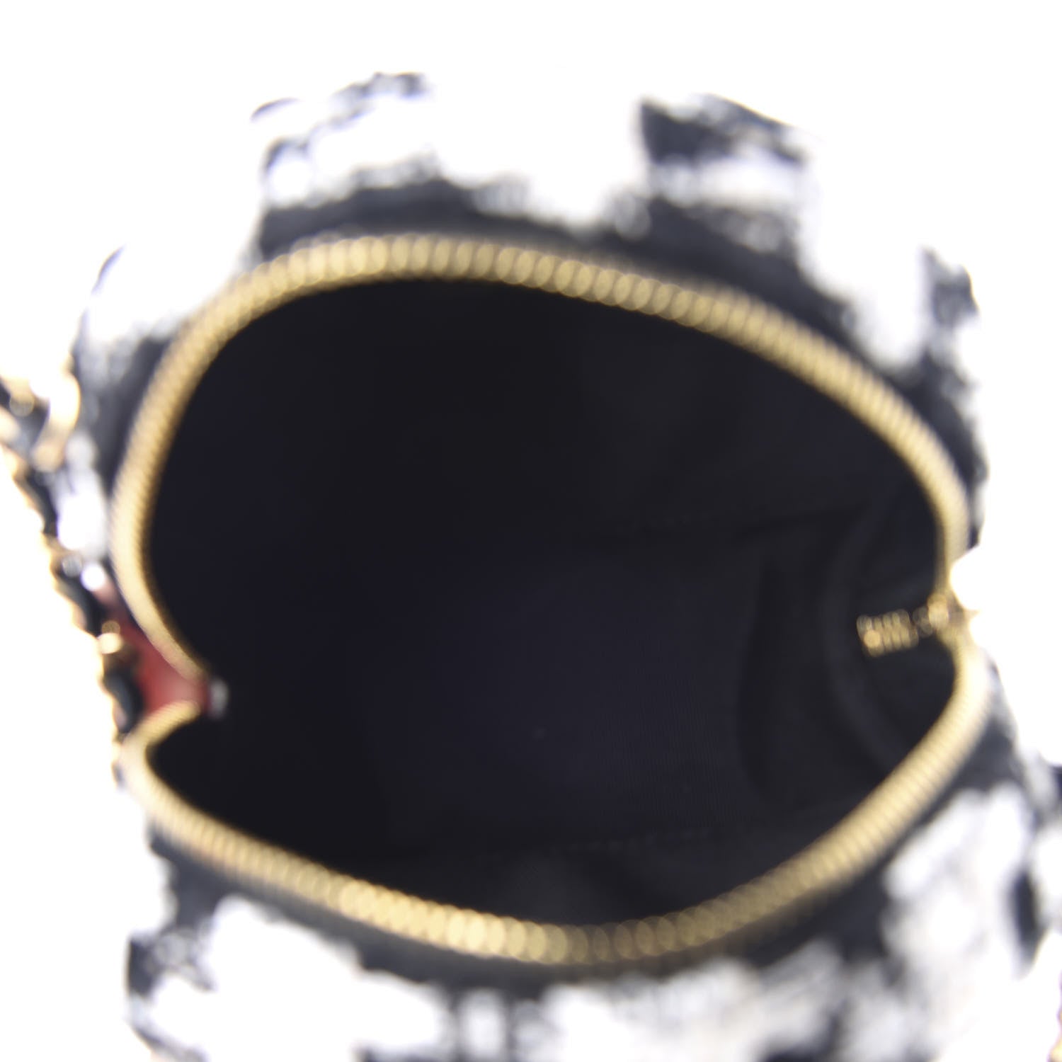 Chanel Tweed Round Clutch With Chain Black White 5 of 10