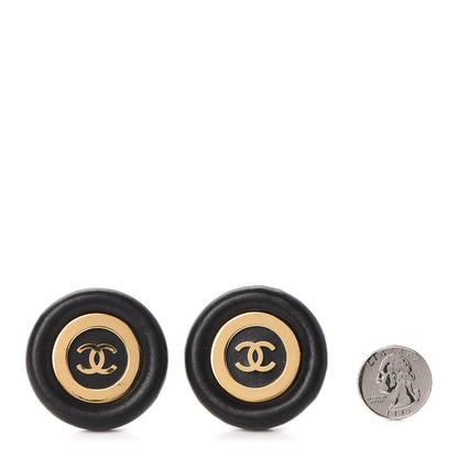 Chanel Lambskin CC Clip On Earrings Black Gold 2 of 5