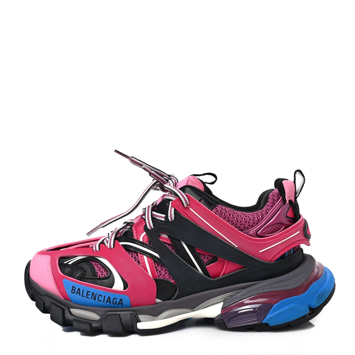 Balenciaga Mesh Nylon Metallic Fabric Womens Track Sneakers 38 Pink Blue 1 of 9
