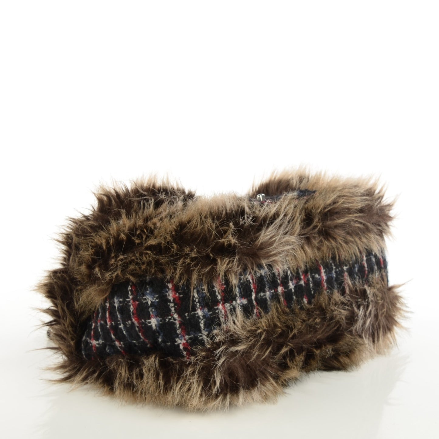 Tweed Arctic Fantasy Fur Flap Blue Red