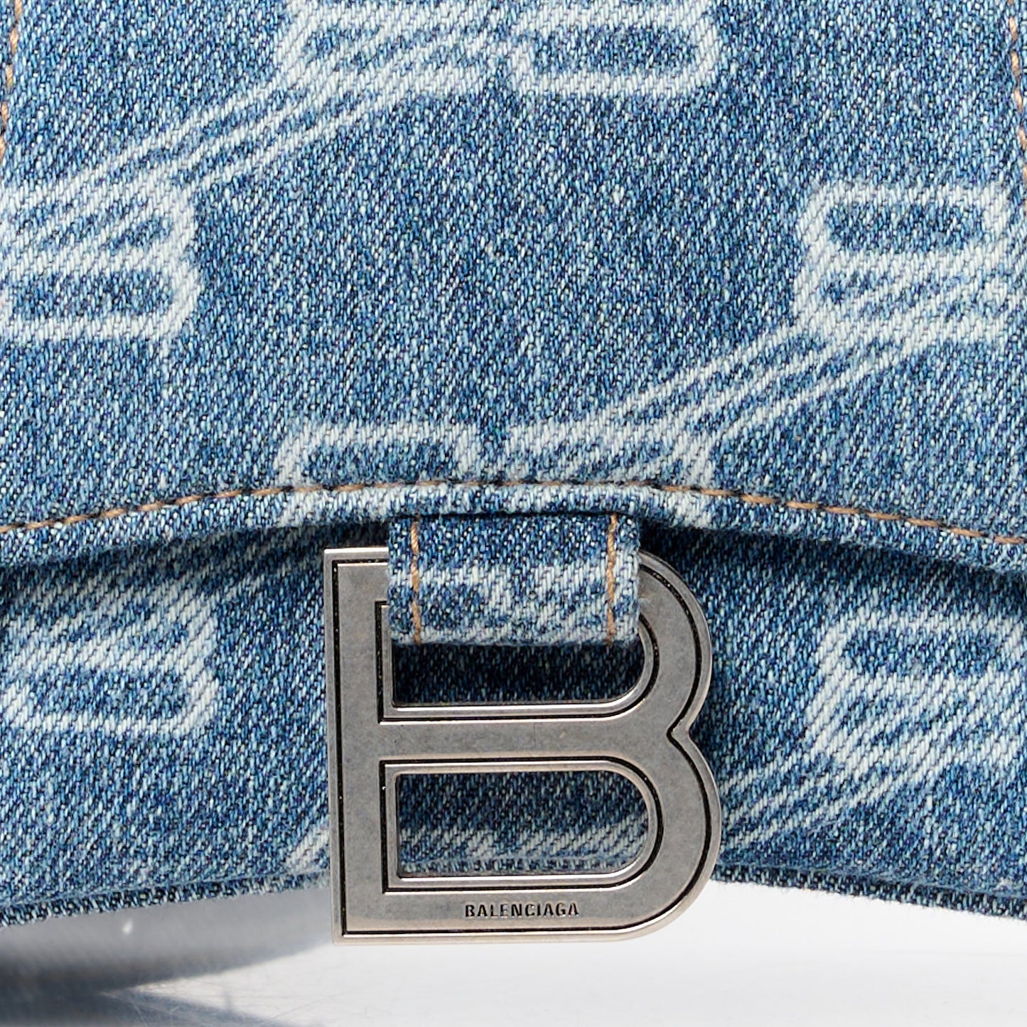 Denim BB Monogram Small Hourglass Top Handle Bag Blue