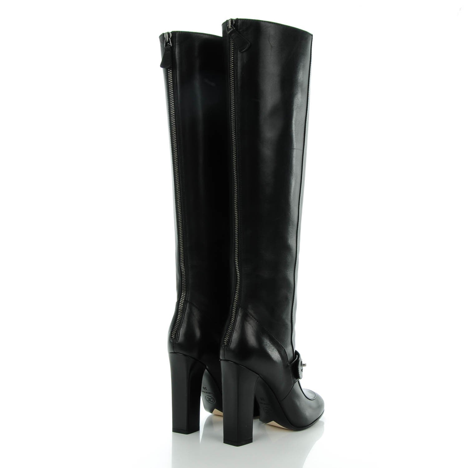 Chanel Calfskin CC Turnlock Knee High Boots 38 Black 4 of 10