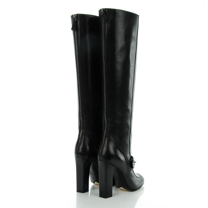 Chanel Calfskin CC Turnlock Knee High Boots 38 Black 4 of 10