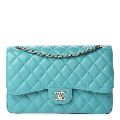 Chanel Caviar Quilted Jumbo Double Flap Turquoise 1 of 13