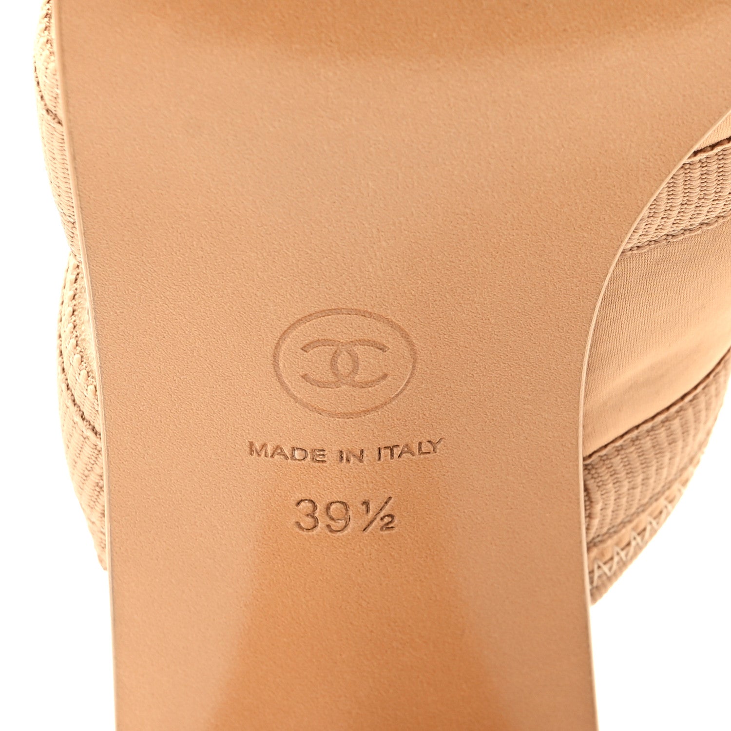 Chanel Fabric Metal CC Logo Mules 39.5 Beige 7 of 10
