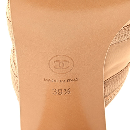 Chanel Fabric Metal CC Logo Mules 39.5 Beige 7 of 10