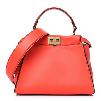 Fendi Vitello Seta Suede FF Mini Peekaboo Iconic Satchel Tulipano Miele Moro 1 of 11