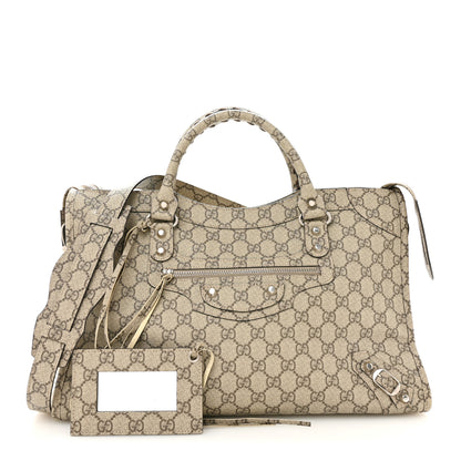 Balenciaga X GUCCI GG Supreme Monogram Neo Classic Silver Hardware City Beige Ebony 3 of 14